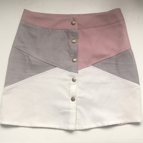 She and Sky Dresses & Skirts - Corduroy Color Block Front Button Skirt